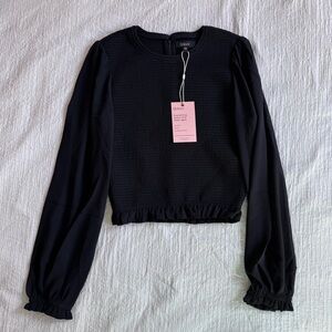 Quince Chiffon Smocked Crop Blouse